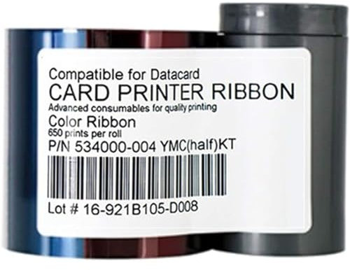 534000-004 YMCKT Farbbandband, kompatibel mit Datacard SP35 SP35plus SP55 SP55plus SP75 SP75plus FP65 FP65i SD260 SD360 SD460 Kartendrucker 650 Bilder