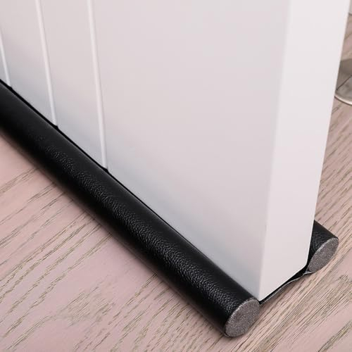 Zugluftstopper für Türen, 96 cm PU Türdichtungsleiste Unten, Doppelseitiger Luftzugstopper Zuschneidbar für Tür Noise Blocker Tür Zugluftstopper Windstopper(Schwarz)