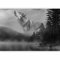 murando Fotomurales Bosque 500x350 cm XXL Papel pintado tejido no tejido Decoración de Pared decorativos Murales moderna Diseno Fotográfico Niebla Wolf Negro Blanco c-C-0475-a-a