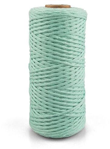 Netuno 1x Makramee Garn Mint 3 mm 100 m einfach gedreht Baumwollkordel Kordelband Naturkordel bunte Baumwoll-Bastelschnur für Makramee Garn Kordel Makramee farbig twisted macrame cord cotton