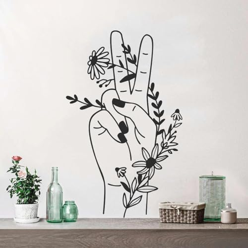 SHELOG Schönheit Nagel Salon Wildblume Frieden Wand Aufkleber Mädchen Zimmer Wohnzimmer Blumenstrauß Hand Wand Aufkleber Spielzimmer Home Decor Kunst Aufkleber