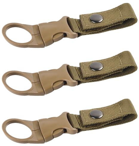 Porte-bouteille d'extérieur avec clip pour bouteille d'eau, porte-clés, ceinture, sangle en nylon pour tactique, camping, randonnée en plein air (noir)