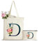Personalisiert Initialen Tragetasche Canvas mit Innentasche, Kosmetiktasche mit Reißver, Baumwolltasche, Einkaufsbeutel Tote Bag, Geburtstag Weihnachten Geschenk für Frau Freundin Mama Brautjungfer D