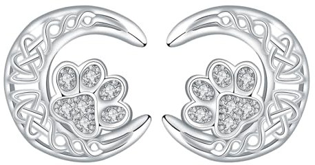 Arrebol Mond Ohrringe 925 Sterling Silber für Damen Pfote Ohrstecker Original Schmuck Für Frauen Geschenk