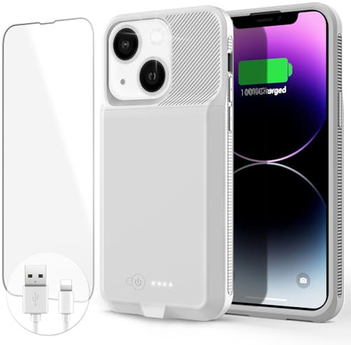 tailasi Battery Case for iPhone 13/13 Pro/14/14 Pro,Ultra-Slim Charging Cases Real 7000mAh Rechargeable Anti-Fall Protection Extended Charger Cover for iPhone 13/13Pro/14/14 Pro (6.1”) gray