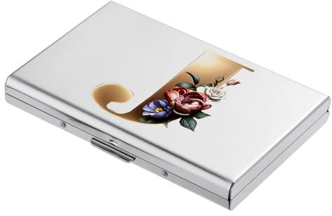 BONSYL® Porte Cartes de Crédit, Portefeuille Fin en Métal avec Blocage RFID, Design Tendance et Motifs Artistiques, pour Homme et Femme. (6 Cartes/Argent/J)