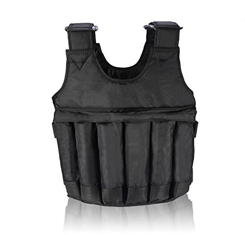 Gilet Lesté Réglable 50KG 12 Poches, Gilet Lesté de Course à Pied en Tissu Oxford Gilet Lesté de Musculation pour Exercices Endurance Musculation Fitness Cardio