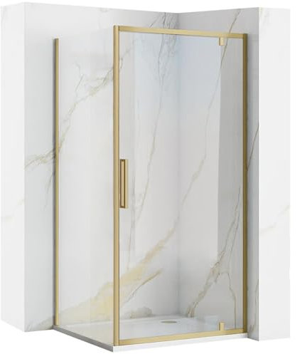 REA CABINA DE DUCHA RAPID SWING 90 X 80 X 195 CM CABINA DE DUCHA RECTANGULAR (ORO CEPILLADO)