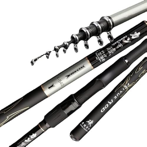 ZSXPBZL Angelrute,Teleskopruten,Spinnrute Power Teleskop Rock-Angelrute Qualitäts 2.7m-6.3.0M Carbon Fiber for Angelruten Karpfen Feederrute Reise Boote Sea(4.5M)