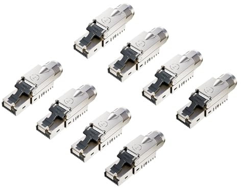 FGB 10 Gbps RJ45 CAT7 Netzwerkstecker LSA Geschirmt Werkzeuglos für Verlegekabel 600MHz für Patchkabel Verlegekabel CAT7 CAT6A, 8 Stück