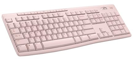 Logitech K270 Wireless Keyboard for Windows, 2.4 GHz Wireless, Full-Size, Number Pad, 8 Multimedia Keys, 2-Year Battery Life, Compatible with PC, Laptop - Rose