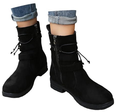 Botines para Mujer otoño - Zapatos Sueltos Resistentes al Agua Botas de equitación Botas Planas al Aire Libre Botas de Nieve cálidas Botas de Invierno para Mujer