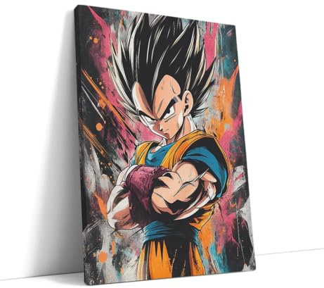 AKINDA Art Gallery - Stampa da Parete 60 x 80 cm - Vegeta Angry Pose - Anime - Sfondo Colorato - Quadro Moderno Soggiorno - Pop Art - Idea Regalo per Arredo Casa