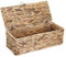 BSTKEY Panier de rangement rectangulaire en jacinthe d'eau naturelle avec couvercle, tissé à la main, porte-papier toilette, panier de rangement rectangulaire