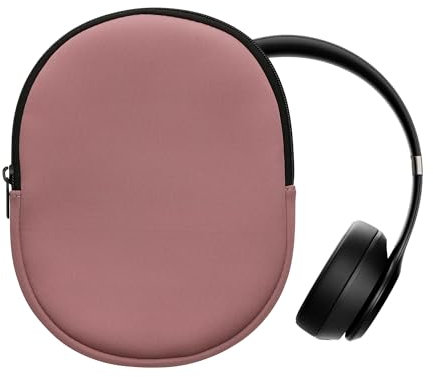 kwmobile Cover Compatible with Beats Solo 4 / Solo 3 Wireless/Marshall Major V Case - Neoprene Headset Cover - Pouch w/Zipper - Dark Rose