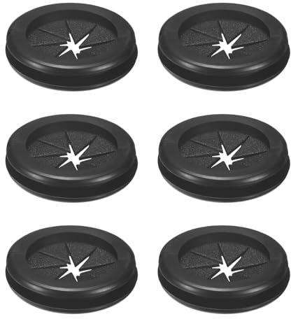 M METERXITY 6-Pack Rubber Grommets for Wiring 32mm Desk Grommet Double-Sided Flexible Cable Cord Grommet Desk Hole Cover for Cables/Wires Through Protection [Black, Petal-Shaped]