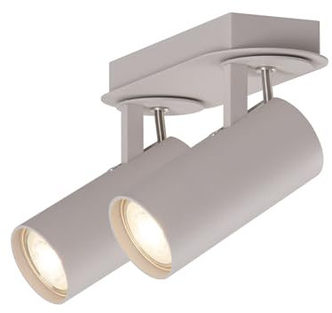 DAWALIGHT Deckenlampe Spots GU10 Deckenstrahler 2 Flammig LED 5W 3000K Warmweiß Wohnzimmer Küchenlampen Lampe Schlafzimmer Wandlampe Innen, Sandgrau, Aluminium