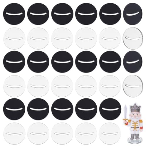 AHANDMAKER 40 Stück 2 Farben Papier Miniatur Basen 1 Zoll Spielkartenständer Mit 1.7 Mm Schlitz Papierfigurenhalter Für Tisch Kriegsspiel Schwarz & Klar 25mm