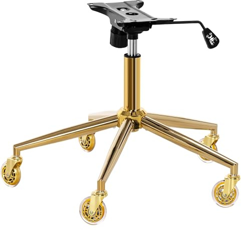 Frassie Home Office Gaming Chair Metal Base Replacement Set with Bottom Plate Stand Cylinder, 5 Rubber Wheels