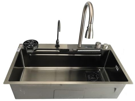 Luocute Smart Modern Kitchen Lavel, Professional Inossidabile Acciaio Inossidabile Surface Spazzolato Baschetto di Grande capacità di Lavandino Digitale Display Display Display da