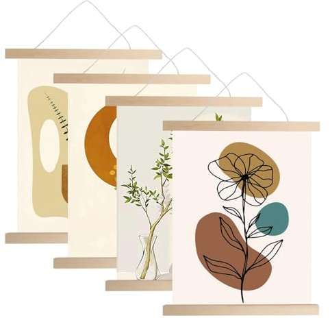 GZRXIOUS 2 Stück Posterleisten 30 cm Magnetisch Posterschiene Bilderleiste Holz Bilderrahmen Poster Aufhänger Posterrahmen A3 Poster Aufhängen Posterleiste Posterhänger für Kunstwerk Fotos Drucke
