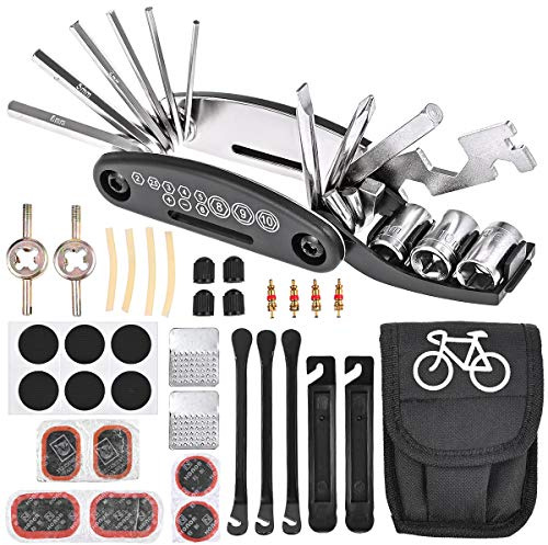 Nabance Bike Tool Kit, 16 in 1 Multifunction Tools, Puncture Repair Kit, Portable Bike Repair Tool Kit, Bicycle Tyre Patch Kit for Mountain Bike Road Bikes