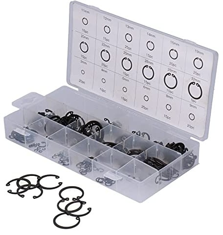 RASTKY Universal-Reparaturwerkzeug aus Legiertem Stahl, 300-teiliges Clamp/Holder-Ring-Sortiment-Set, Starkes Sicherungsring-Set für Werkstatt-Automobile, 11–32 Mm
