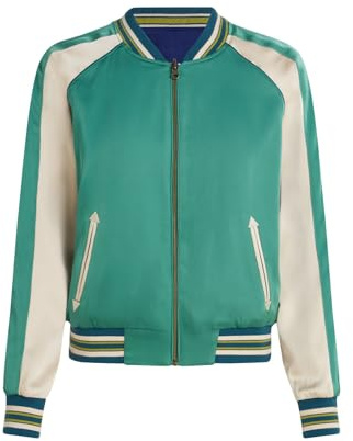 King Louie Damen Jacke mit Wendedesign am Rücken bestickt Bomberjacke Jacket Lazou (DE/NL/SE/PL, Numerisch, 38, Regular, Regular, Fir Green)