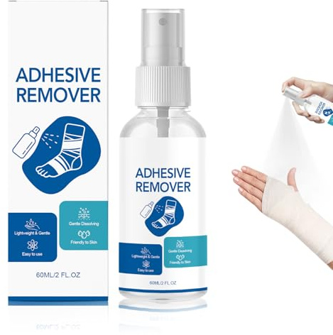 Vendas Quita Pegamento 60 ml Disolvente Pegamento Vendas, Eliminador Adhesivo Spray Se Disuelve Rápidamente Suave Eficaz Fácil Usar Portátil Universal para Eliminar Restos Adhesivo Tiritas Curitas