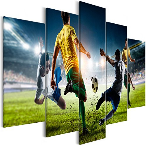 murando - Wandbilder XXL Fussball 100x50cm 5 tlg - Wand Deko Leinwand Bilder Groß Wanddeko Wohnzimmer Schlafzimmer Kunstdrucke - Stadion i-B-0051-b-m