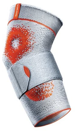 SPORLASTIC – Ellbogen Bandage EPIDYN Supreme Tennis- & Golferarm mit Silikonpelotten - Orthopäd. Ellenbogenbandage bei Sehnenscheidenentzündungen - Ellenbogen Kompressionsbandage - Platinum Größe M