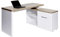 Jahnke CU-LIBRE 150 E – Eckschreibtisch mit 1 Schublade und 2 Türen, 140 x 117 x 77 cm, Riviera Eiche/Mattweiß