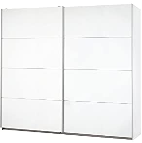 Rauch Möbel Caracas Schrank Kleiderschrank Schwebetürenschrank, Weiß 2-türig inkl. Zubehörpaket Basic 2 Einlegeböden, 2 Kleiderstangen, BxHxT 226x210x62 cm