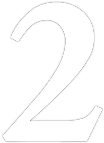 Zahlen-Aufkleber Nr. 2 in weiß I Höhe 5 cm I selbstklebende Haus-Nummer, Ziffer zum Aufkleben für Außen, Briefkasten, Tür I wetterfest I kfz_462_2