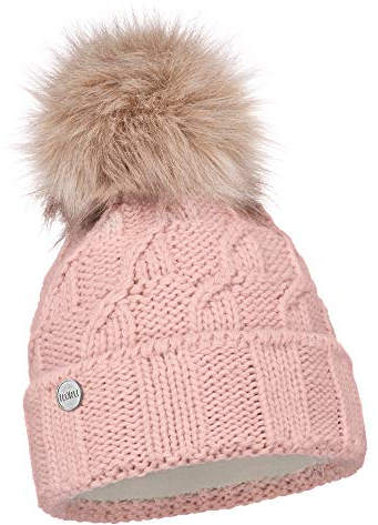 ELIMELI Damen Winter Mütze warme Strickmütze Wintermütze mit Bommel Slouch Strick Beanie Damen Bommelmütze für Winter Hergestellt in EU Farbenauswahl 17528 (Rosa)