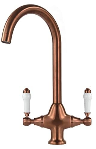 Classic Kitchen Sink Mixer Taps Monobloc Dual Ceramic Lever Swivel Spout Rose Gold