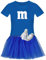Jimmys Textilfactory T-Shirt M&M & Tüllrock Karneval Kostüm Set 11 Farben XS-3XL Damen Verkleidung Tütü Gruppenkostüm Partner Fasching, Gr.:M, Farbe:royalblau (+Handsch. weiss/Tütü royalblau)