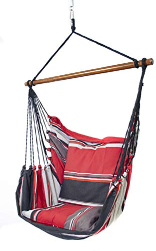 HOBEA-Germany Hängesessel Hängestuhl Hängesitz mit 2 Kissenhüllen (XXL (bis 140kg belastbar), Luzifer)