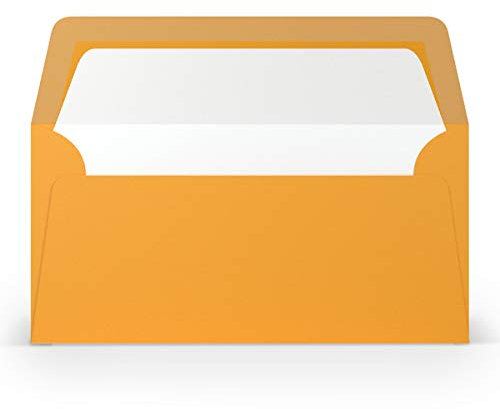 PAPERADO 100 Briefumschläge DIN lang/DL - Ocker gerippt Orange - 100 g/m² Kuvert ohne Fenster 22 x 11 cm - Umschläge mit Nassklebung gerader Klappe