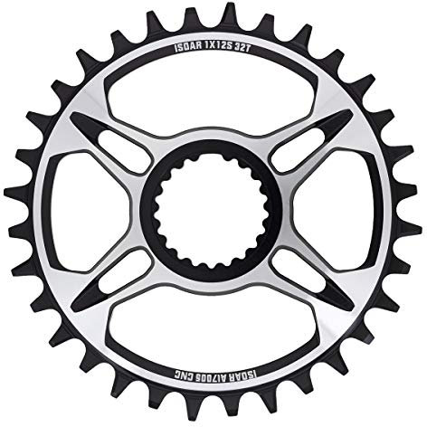 ISOAR Plato de bicicleta de una sola velocidad, estrecho, ancho, montaje directo, 12 velocidades, aluminio, redondo, para bielas Shimano M6100, M7100, M8100 y M9100 (32T)