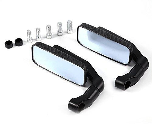 2 Stück Flugzeug Spiegel, Universal Paar Motorrad Motorrad Rechteck Rückspiegel Flugzeug Spiegel 8mm 10mm Geeignet für die meisten Motorräder, Motorroller(Kohlefaser)