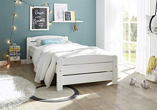 möbelando Kinderbett Jugendbett Bett Kinder Bett Isabella I Weiß