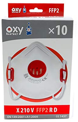 Oxyline 10x FFP2 R D wiederverwendbare Atemschutzmaske Halbmaske Staubmaske mit Ventil | Produziert in der EU | CE 1437