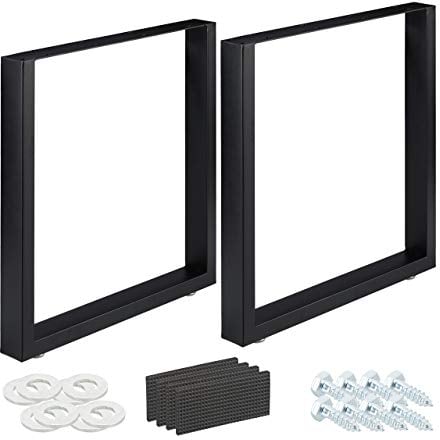Relaxdays Tischkufen 2er Set, BxH: 70x72 cm, Metall Tischbeine Schreibtisch, Esstisch, Couchtisch, Industrial, schwarz