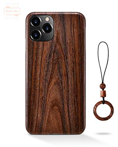 Yidai-Silu iPhone X/Xs Echtholz Hülle 【FSC zert. Holz mit Aramidfaser, 0,8mm Ultra Dünn】 Holz Back Cover Stoßfest Etui Schutz Case Wood Case für iPhone X/Xs 5,8” - Schwarz Wood
