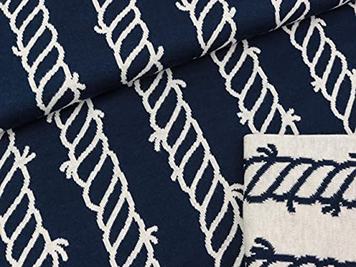 Hamburger Liebe Jacquard Ahoy Double Quai Blue Navy-winterweiß - Meterware ab 0,5 Meter