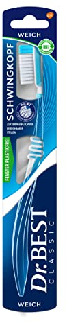 Dr.BEST Schwingkopf Zahnbürste, Weich (1 Stück), mit flexiblem Kugelgelenk für optimale Zahnreihenanpassung und einem speziellen Borstenschnitt, der sich der Zahnkontur anpasst.
