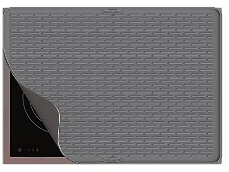 Silicone Stove Top Cover for Electric Stove 28''x20'', Extra Large Dish Drying Mat, 28 x 20 Trivet Mat for Hot Pot, Silicone Stove Top Protector -Grey