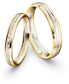 JC Trauringe Gold 333 Bicolor Paarpreis Poliert I Einzigartige Partnerringe Gelb-& Weißgold mit Gravur in edler Schatulle I 2 Hochzeitsringe Damenringmit Steinen & Herrenring I ICT12