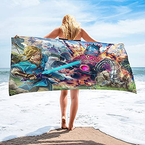 The Legend of Zelda-Link-Lauf Mikrofaser Leichte Absorption Sandfrei Schnell Trocknend Strandtuch Campingtuch Reise Pool Picknick Schwimmen Badetuch
